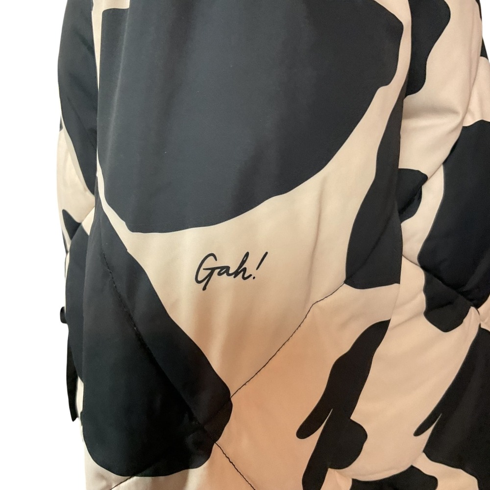 Lisa Says Gah Women's Cow-Printed Bows Long Sleeve Puffer Jacket Sz Small VHTF - Picture 5 of 9